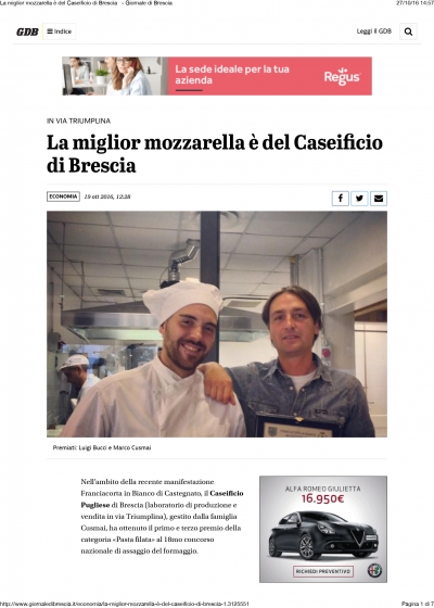 La miglior mozzarella è del Caseificio di Brescia - giornaledibrescia.it