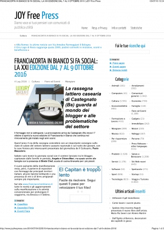 Franciacorta in Bianco si fa social: la XXI Edizione dal 7 al 9 ottobre 2016 - Joy Free Press