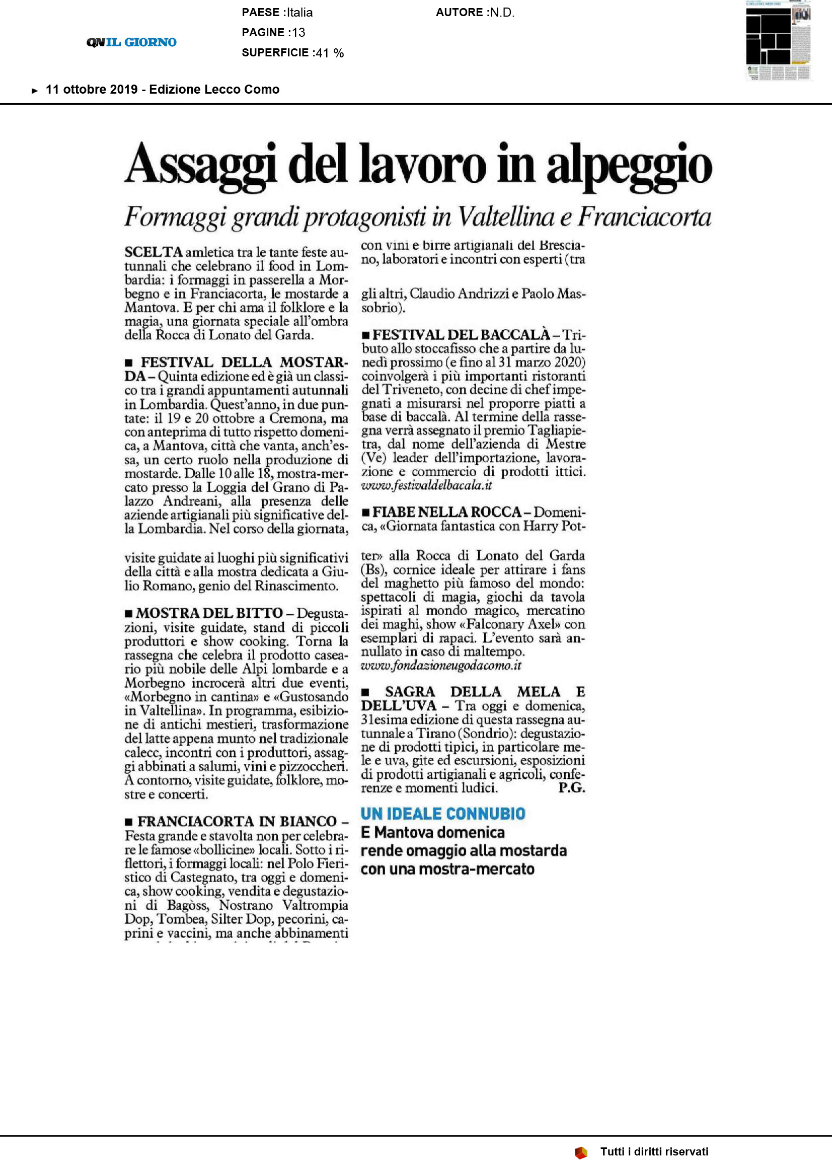 il giorno ed lecco como 11 ottobre