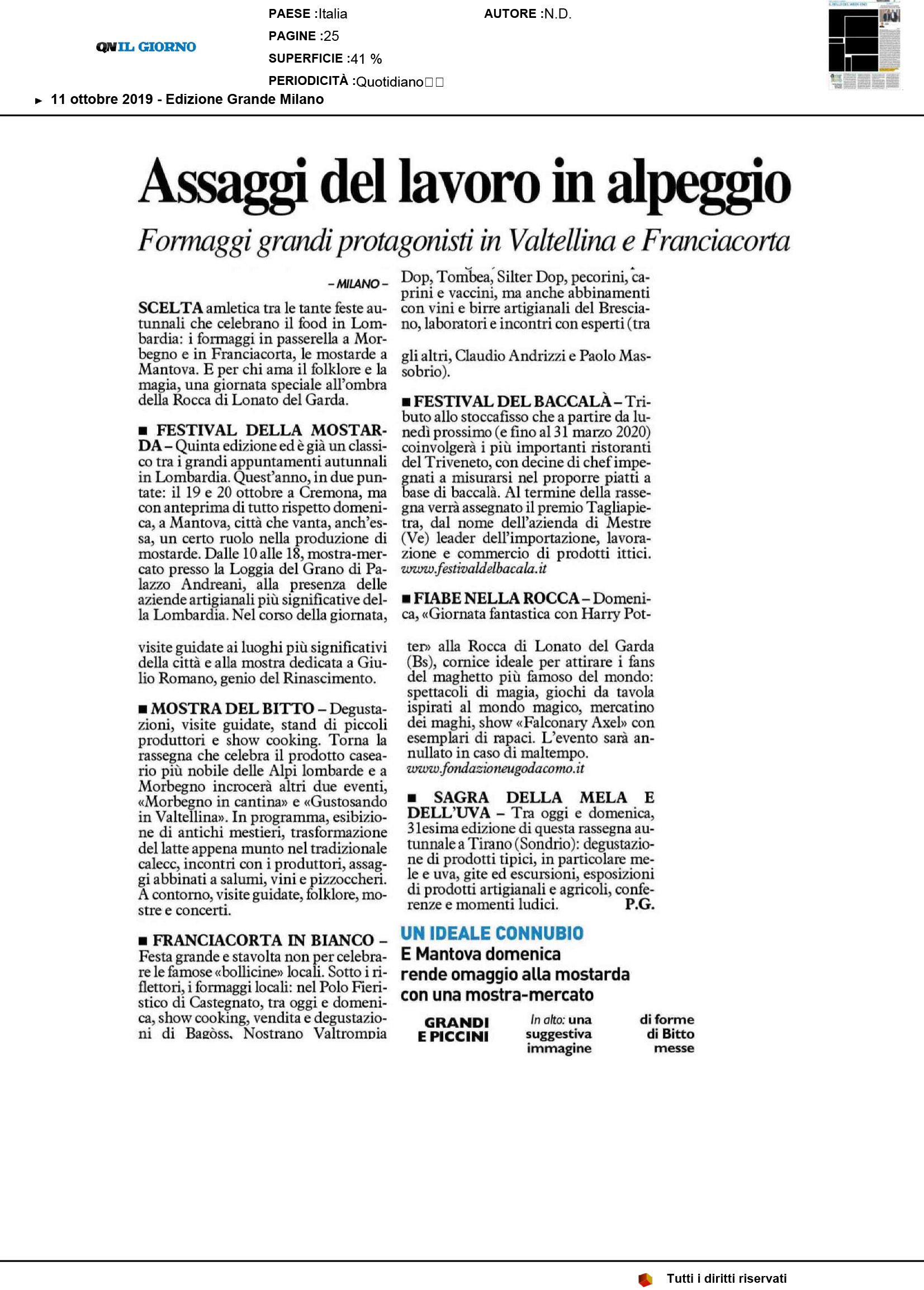 il giorno ed milano 11 ottobre