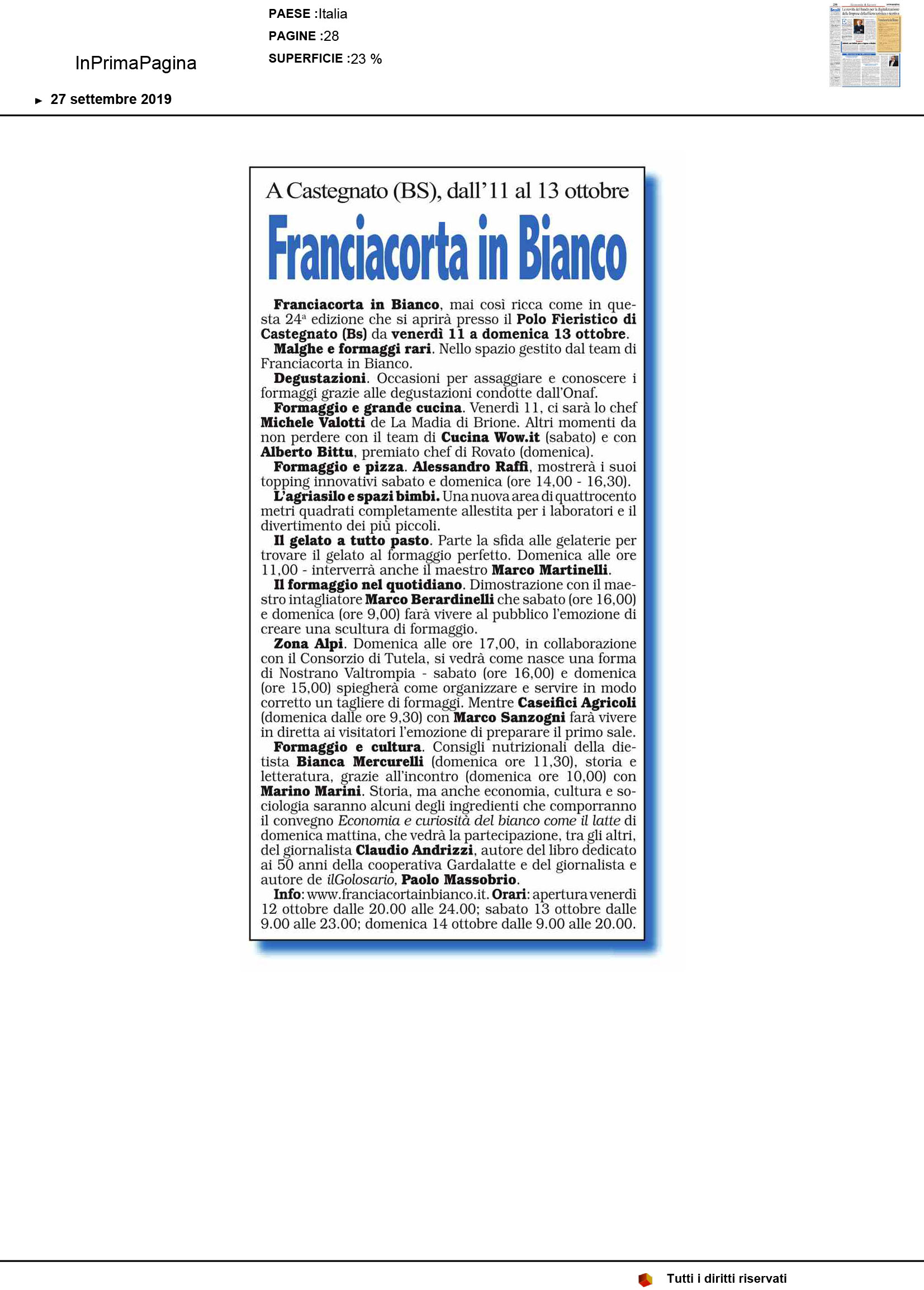 in prima pagina 29 settembre