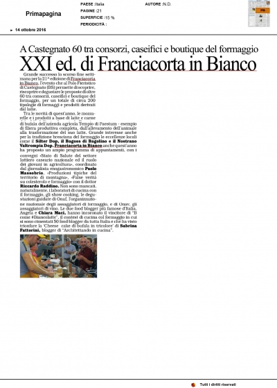 XXI Edizione di Franciacorta in Bianco - PrimaPagina