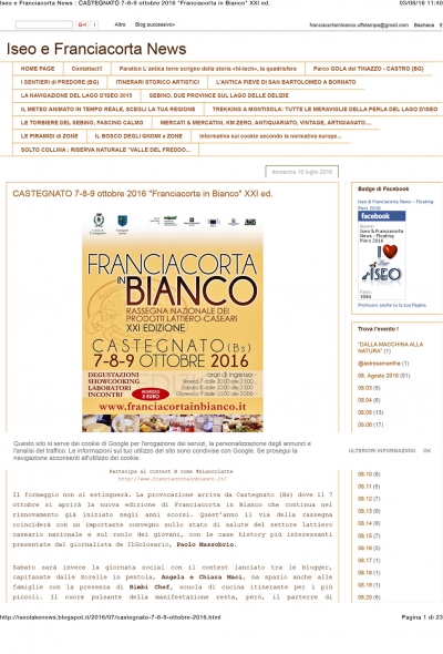 Castegnato 7-8-9 ottobre 2016: 'Franciacorta in Bianco' XXI ed. - isolakenews