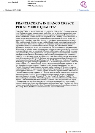 Da "Enocibario" - Franciacorta in Bianco cresce per numeri e qualit&agrave;
