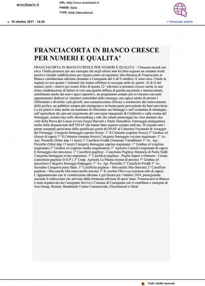 Da "Enocibario" - Franciacorta in Bianco cresce per numeri e qualit&agrave;