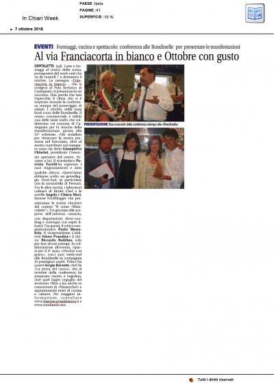 Al via Franciacorta in Bianco e Ottobre con Gusto - In Chiari Week