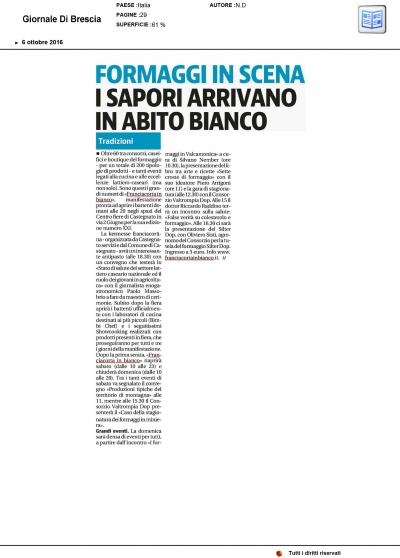Formaggi in scena. I sapori arrivano in abito bianco - Giornale di Brescia
