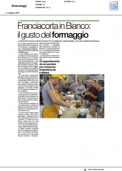 Franciacorta in Bianco il gusto del formaggio - Bresciaoggi