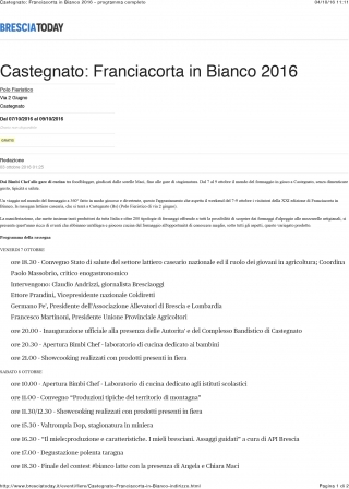 Castegnato: Franciacorta in Bianco 2016 - BresciaToday