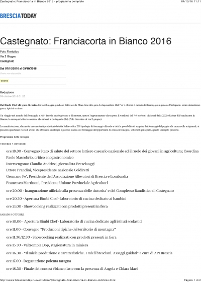 Castegnato: Franciacorta in Bianco 2016 - BresciaToday