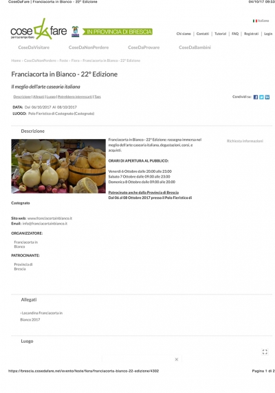 Da "Cose da fare" - Franciacorta in Bianco 22esima edizione