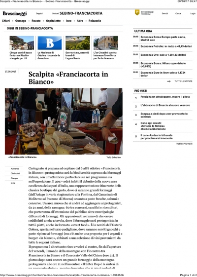 Da "Bresciaoggi" - Scalpita Franciacorta in Bianco