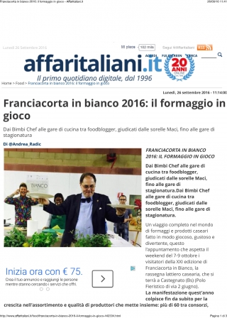 Franciacorta in Bianco 2016: il formaggio in gioco - affaritaliani.it
