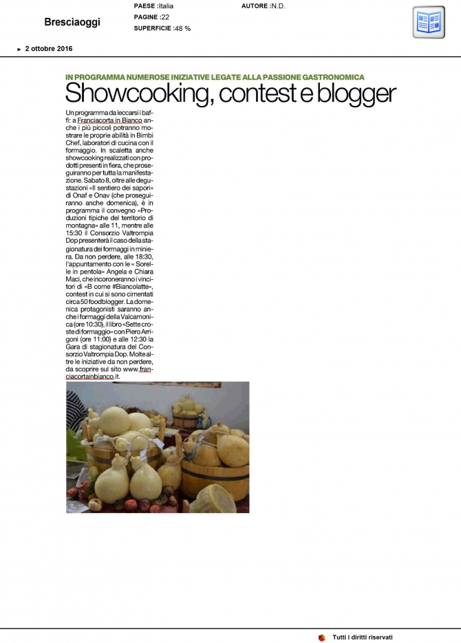 Showcooking, contest e blogger - Bresciaoggi