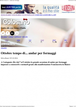 Ottobre tempo di...andar per formaggi - IlGolosario